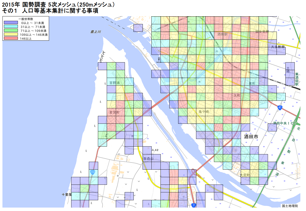 一般世帯の密度のヒートマップ