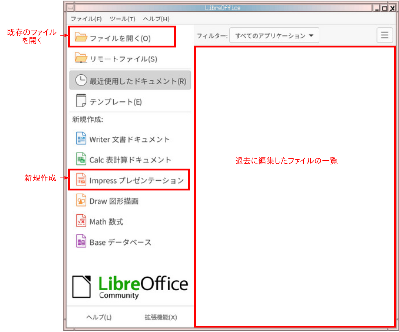LibreOffice Impressの起動